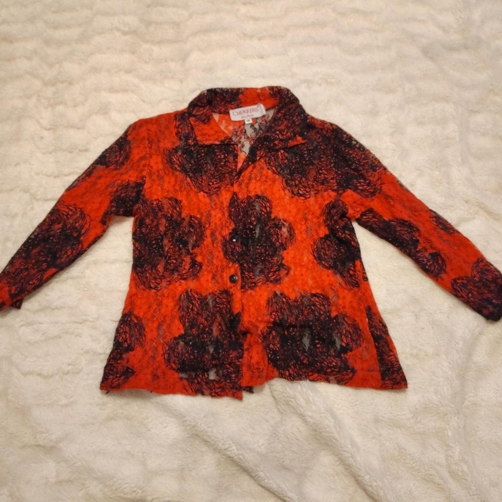 Chukkers Red And Black Lace Button Down